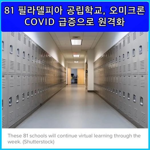 81 필라델피아 공립학교, 오미크론 COVID 급증으로 원격화